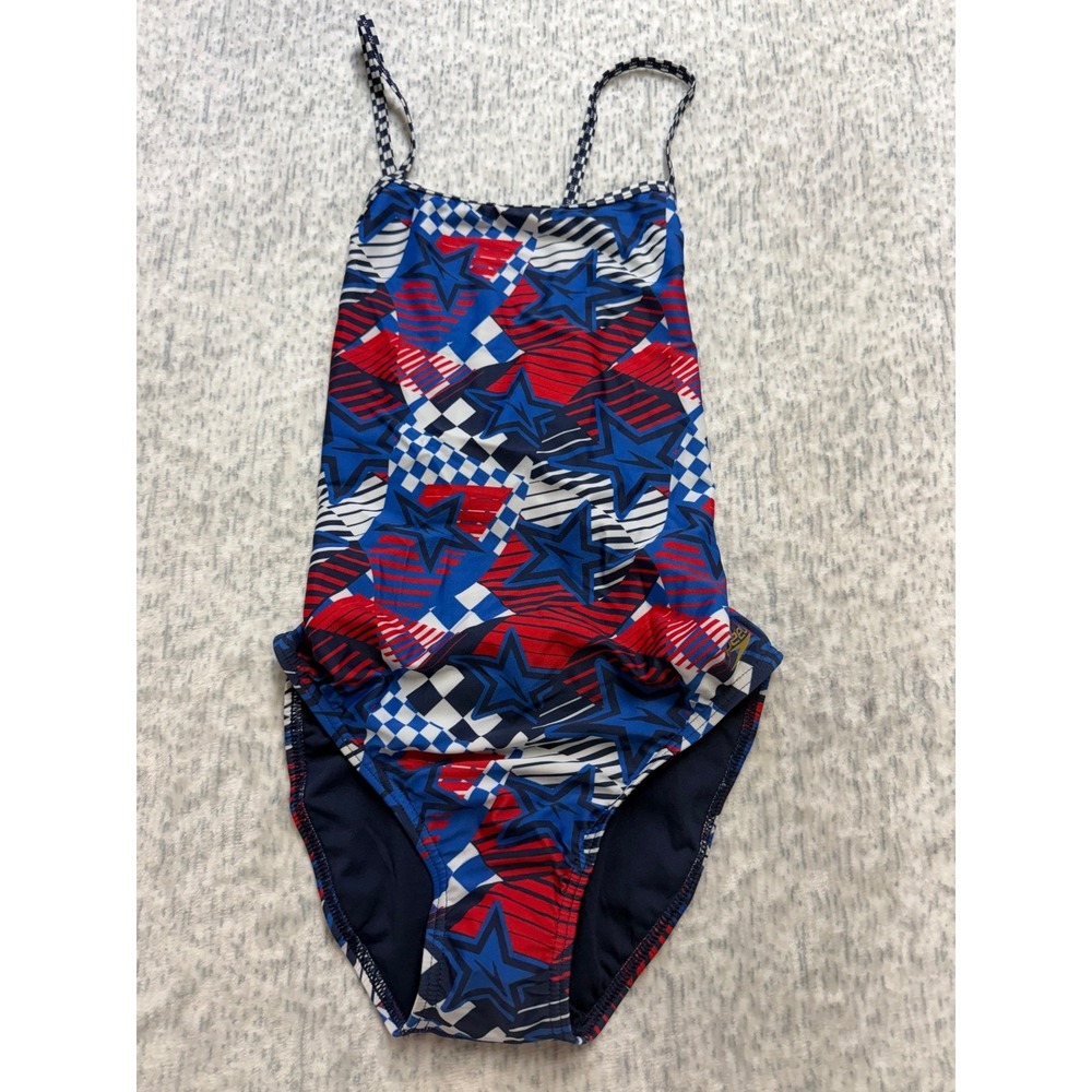 Speedo Overdrive True Cobalt Stars Stripes One Piece Swimsuit Pro LT Size 38 NEW